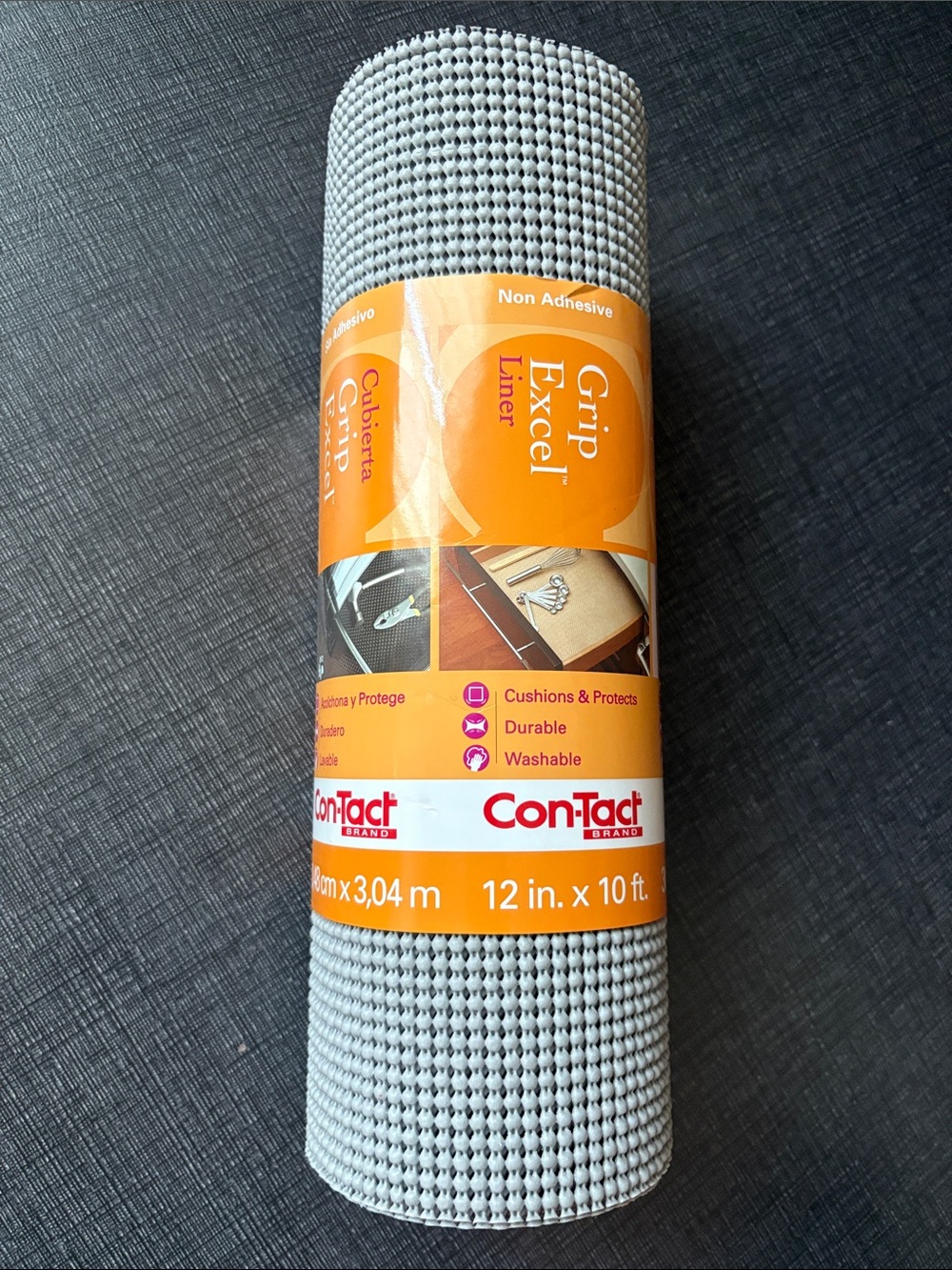 Grip Excel Non-Adhesive Drawer Liner Roll - Gray